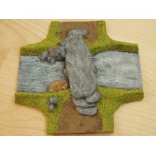 BR6 Cross section ½ river, ½ road, with stone bridge spanning river, 15cm Painted or unpainted